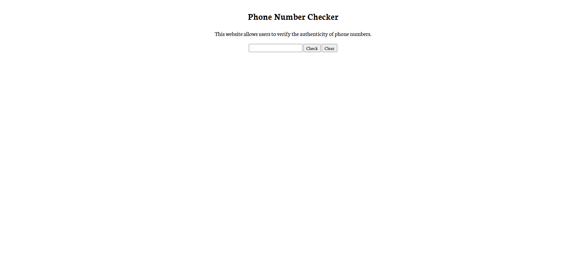 Phone Number Checker project